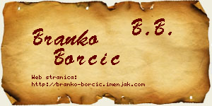 Branko Borčić vizit kartica